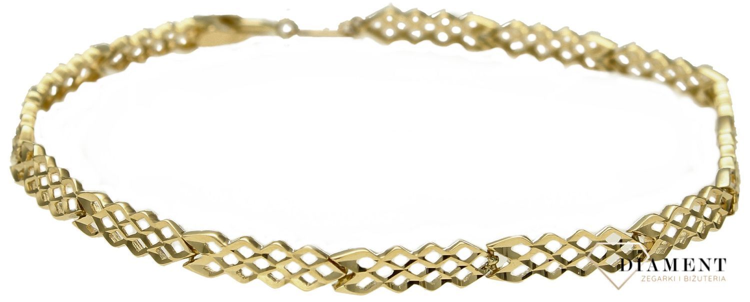 Złota bransoletka damska 375 ażurowa siateczka BR 6698 375. Złota bransoletka damska. Bransoletka złota damska. Efektowna bransoletka damska. Damska złota bransoletka idealna na prezent (2).jpg